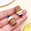 Miniature resin cupcake charm with blue and white topping for DIY jewelry making - Cream Cupcake (24086) / 1 Piece (27x17x17mm) / Brown