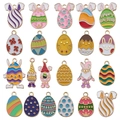 Set of 21 Easter enamel alloy charms featuring bunny eggs, chicks and festive gnomes - Enamel Easter 22 Pieces Set (SN928)