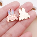 Easter egg bunny alloy pendant with Happy Easter letters and purple rabbit ears motif - Pink Happy Easter Bunny Ear (25119)