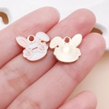 Enamel bunny charms with rose gold finish for DIY jewelry making earrings - White Easter Glasses Bunny (25120)