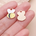 Cute yellow enamel bee pendant made of rose gold alloy for DIY jewelry making - Yellow Enamel Zinc Alloy Bee (21127)