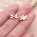 Cute enamel bee charm in yellow and rose gold finish for DIY jewelry making - Small Yellow Enamel Zinc Alloy Bee (21128)