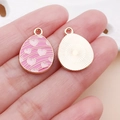 Pink heart enamel Easter egg charms in gold plated alloy for DIY earrings making - Pink Purple Easter Heart Egg (25125)