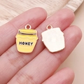 Yellow enamel honey pot charm with golden plating for DIY jewelry and bracelets - Yellow Enamel Honey Pot (25153)