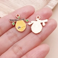 Golden alloy bee and honeycomb charm with yellow oil drip finish for DIY jewelry - Yellow Enamel Branch Honeycomb (25154)