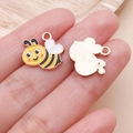 Cute cartoon bee alloy enamel pendant with yellow wings and gold metal back detail - Yellow Enamel Bee (25155)