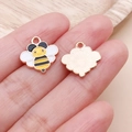 Cute yellow bee charm pendant with gold plating for DIY jewelry and bracelets - Yellow Enamel Bee (25161)