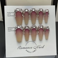 Handmade coffin shape press-on nails with rose red gradient and luxury rhinestones - XS / Sparkling Muse Gradient Style