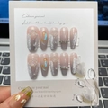 Macro di nail art floreale con camelia 3D su unghie finte fatte a mano sfumate in rosa - Extra Piccolo (XS) / 354 Bara Lunga Camelia Unghie Finte