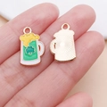 Green beer mug charm with lucky shamrock for Saint Patrick's Day DIY jewelry making - Shamrock Beer Cup (25090)