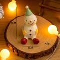 Mini resin snowman figurine with green hat, 5cm height for Christmas table decoration - Green Hat Snowman Design (#3)