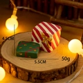 Miniature Christmas gift box resin ornament with warm festive lighting, 4.5cm height - Red & White Gift Box and Green Five-Pointed Star Gift Box (No. 9)