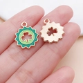 Roségouden klaver hanger van legering met groen emaille voor DIY-sieraden maken - Zonnestraal Klaver (25102)