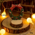 Mini Christmas resin wreath on tree stump base desktop ornament 6.5cm height - Wreath Tree Stump Base Design (No. 12)