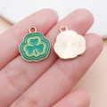 Groene emaille klaverhangers voor DIY-armbanden met voor- en achterkant details - Donkergroene Klaver (25103)