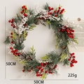 50cm Christmas wreath with red berries, pine cones and needles weighing 225g for wall decor - Flower Garland
