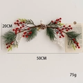 50cm Christmas pine branch garland with red berries and a natural pinecone - Antler Shaped Hanging Decor