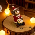 Mini resin Christmas bear figurine in red outfit playing drum for desk decoration - Drumming Christmas Bear Design (#18)