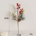 Ramo decorativo natalizio 36cm con bacche rosse, aghi di pino e pigne naturali - Ramoscello