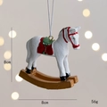 Decorazione natalizia a cavallo a dondolo bianco con sella rossa e base dorata - Bianco