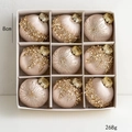 Set da 9 palline di Natale 8cm color champagne con paillettes, perle e ricami - Champagne / 8cm