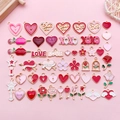 Pink heart and rose enamel alloy charm set with gold metal borders for DIY jewelry making - Enamel Red Pink Valentine 50 Styles Set (SN1045)
