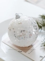 Λευκή χριστουγεννιάτικη μπάλα από αφρό με πούλιες αστέρια, διάμετρος 10cm, βάρος 20g - Στυλ Α (10cm)