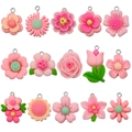 Roze hars bloembedels voor DIY-sieraden met verschillende roos- en tulpontwerpen - Roze Hars Bloem Set (SN1464)