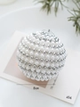 Boule de Noël blanche avec perles de 8cm et texture de chaîne argentée élégante - Style C (8cm)