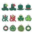 St. Patrick's Day DIY bedelset met groen klavertje en LUCK letter hangers - Groen Klavertje Vier 12 Stijlen Set (SN641)