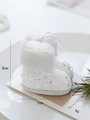 Botte de Noël en mousse blanche scintillante avec fausse fourrure, décoration de 8 cm - Petites Bottes