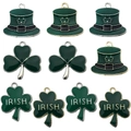 St. Patrick's Day klaver en hoed emaille bedels set met goudkleurige metalen rand - Klavertje Vier 5 Stijlen 10 stuks Set (SN624)
