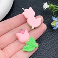 Roze hars tulp bloem hangers voor DIY handgemaakte sieraden en accessoires maken - Roze Hars Tulp (24332)