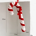 Décoration de Noël canne à sucre rouge et blanche avec nœud, taille 32x12x4cm - Moyen sucre d'orge pailleté