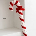 Décoration de Noël canne à sucre 50cm rouge et blanc avec ruban velours et paillettes - Grand Sucre d'Orge