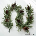 Green PE Christmas pine garland with real pine cones and eucalyptus leaves 200cm - Style E (Eucalyptus Pine)