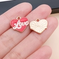 Κόκκινο σμάλτο καρδιά με επιγραφή Love και χρυσή ανάγλυφη πλάτη για DIY κοσμήματα - Στυλ Γράμμα Love Καρδιά Σμάλτο Κόκκινο (25184)