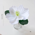 Flor de magnolia artificial blanca con purpurina plateada y hojas verdes 25cm - Blanco