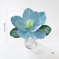 Flor de loto artificial azul claro con hojas verdes brillantes para decoración de Navidad - Azul