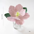 Pink artificial lotus flower with green leaves and glitter for Christmas tree decor - Pink
