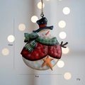 Vintage Eisen Schneemann Weihnachtsanhänger mit rotem Hut und grünem Schal Deko - Stil D