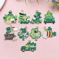 Pendentifs trèfle de la Saint-Patrick en émail et breloques pour bijoux DIY - Motif Festif Mixte (SN1086)