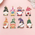 Set of 8 colorful holiday gnome charms in zinc alloy with gold plating for DIY jewelry - Set of Various Festive Gnome Charms (SN1070)