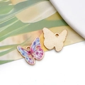 Close-up of rose gold butterfly pendant with purple enamel detail for DIY jewelry - 19059 Pink Purple Painted Butterfly