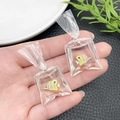 Creative resin fish bag earrings with clear water-filled plastic pouch design and yellow fish - Yellow White Simulation Fish Bag Earring (21512) / 52x24mm