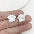 DIY cat paw alloy pendant with white enamel finish and textured silver metal back - White Enamel Paw (12072)