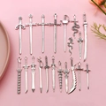 Set of 20 vintage silver sword charms in various fantasy designs for DIY jewelry - 20 Pieces/Pack (20 Styles)