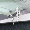 Detailed view of vintage silver snake and sword alloy pendants for DIY jewelry making - Antique Silver Snake and Sword (18799)