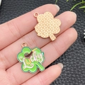 Pendentif trèfle en émail vert avec texte Lucky pour la création de bijoux DIY - Trèfle Lucky Vert Clair (21749)