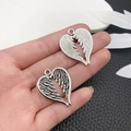 Retro silver heart wing pendants with detailed engraving and vintage alloy finish - Antique Silver Heart Wing (10397)